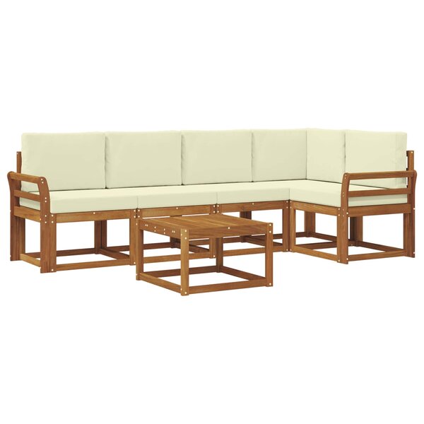 vidaXL Ensemble de canapés d'extérieur 6 pc Naturel et Crème