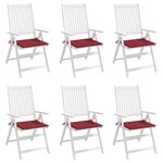 vidaXL Coussins de chaise de jardin 6 Pièces rouge bordeaux 50x50x3 cm