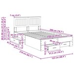vidaXL Cadre de lit Chêne fumé 120 x 200 cm Bois d'ingénierie