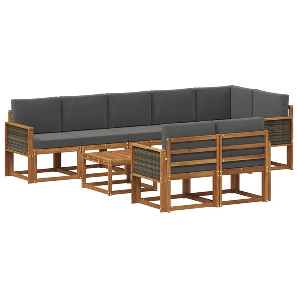 vidaXL Ensemble de canapés d'extérieur 9 pc Naturel et Anthracite