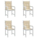vidaXL Coussins de chaise de jardin à dossier bas lot de 4 beige