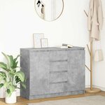 vidaXL Buffet avec tiroirs gris béton 100 5x35x76 cm bois d'ingénierie