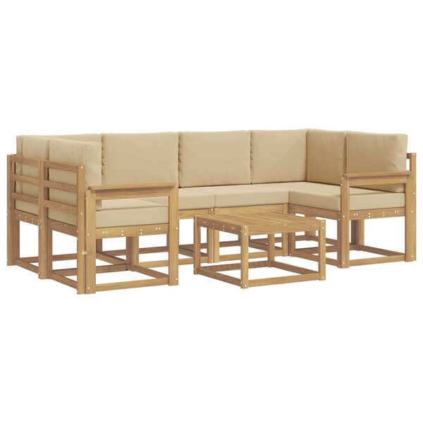 vidaXL Ensemble de canapés d'extérieur 7 Pièces Blanc et Beige