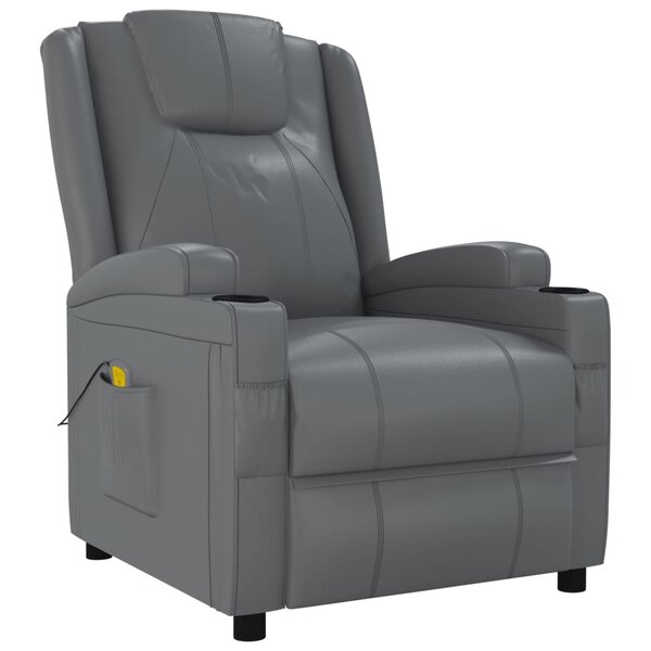 vidaXL Fauteuil de massage Anthracite Similicuir