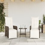 vidaXL Chaises inclinables de jardin lot de 2 et coussins marron rotin