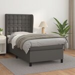 vidaXL Sommier à lattes de lit avec matelas Gris 100x200 cm Similicuir