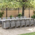 Ensemble repas jardin 15 pièces avec coussins Gris clair Poly Rotin