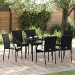 vidaXL Chaises empilables d'extérieur lot de 6 Résine tressée Noir