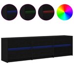 vidaXL Meuble TV avec tiroir Noir 182 x 34 x 50 cm Bois d'ingénierie
