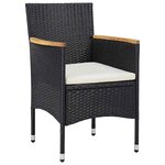 vidaXL Ensemble de salle à manger pour jardin 3 Pièces Noir Poly rotin
