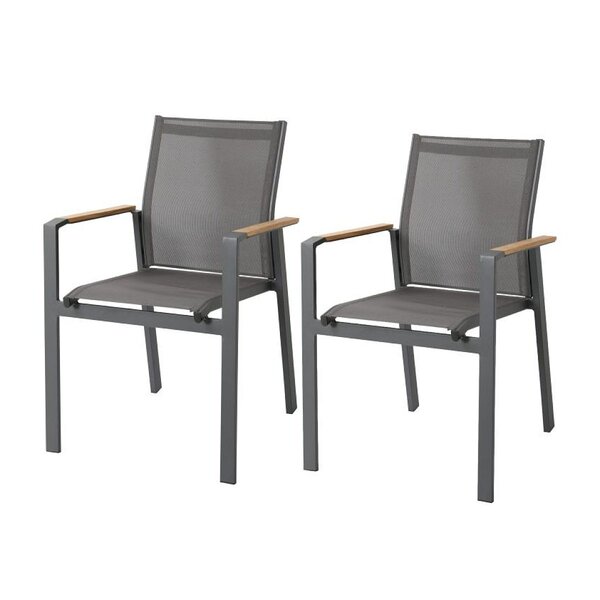 Chaises de jardin Anthracite/Teck - Lot de 2 pièces Alva