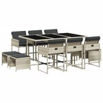vidaXL Ensemble à manger de jardin 11Pièces avec coussins gris poly rotin