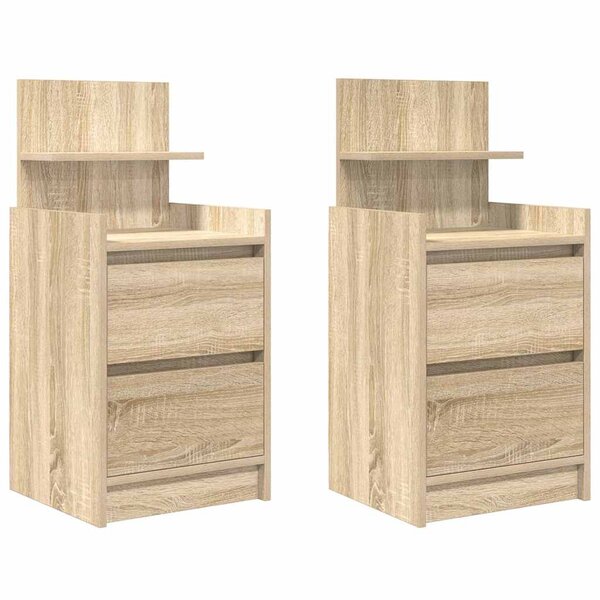 vidaXL Tables de chevet avec 2 tiroirs 2 Pièces chêne sonoma 38x34x80 cm