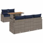 vidaXL Ensemble de canapé de jardin 6 Pièces gris et bleu marine