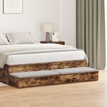 vidaXL Tiroirs de lit avec tiroir Chêne fumé 160 x 36.5 x 16.5 cm