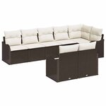 vidaXL Ensemble de canapé de jardin 8 Pièces Marron  blanc Poly rotin