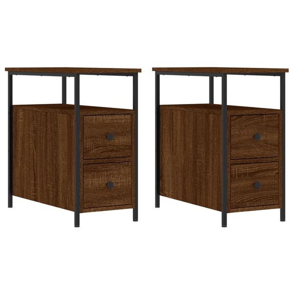 vidaXL Tables de chevet 2Pièces chêne marron 30x60x60cm bois d'ingénierie