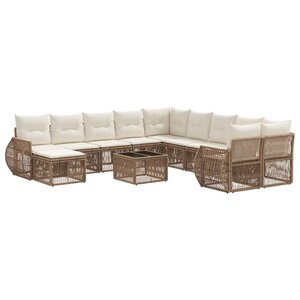 vidaXL Ensemble de canapé de jardin 12 Pièces Beige polyrotin