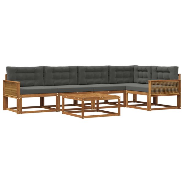 vidaXL Ensemble de canapés d'extérieur 6 Pièces Naturel et Anthracite