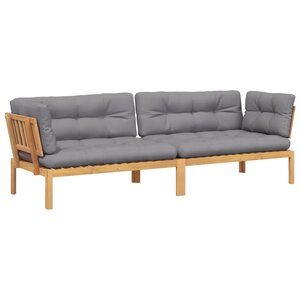 vidaXL Canapés d'angle palette de jardin 2 Pièces et coussins bois acacia