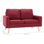 vidaXL Canapé à 2 places Rouge bordeaux Tissu