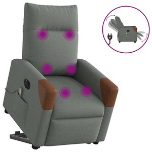 vidaXL Fauteuil inclinable de massage électrique Gris foncé Tissu