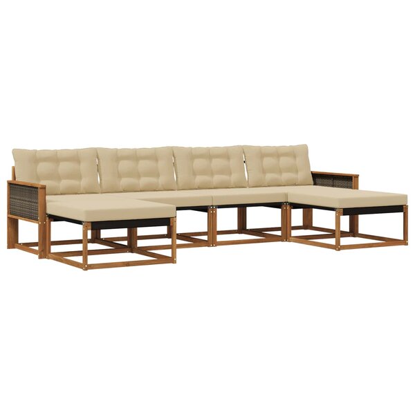 vidaXL Ensemble de canapés d'extérieur 6 pc Naturel et Beige