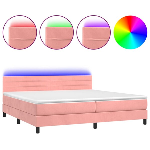 vidaXL Sommier à lattes de lit avec matelas et LED Rose 200x200 cm