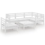 vidaXL Salon de jardin 6 Pièces Bois de pin massif Blanc