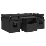 vidaXL Salon de jardin 7 Pièces avec coussins noir résine tressée