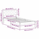 vidaXL Cadre de lit Marron et taupe 90 x 200 cm Bois massif en pin