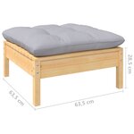 vidaXL Salon de jardin 4 Pièces avec coussins gris Bois de pin massif