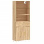 vidaXL Buffet haut Chêne sonoma 69 5x34x180 cm Bois d'ingénierie
