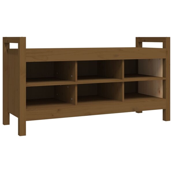 Banc banquette d'entrée marron miel 110 x 40 x 60 cm bois de pin massif 02_0010945