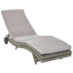 Bain de soleil transat grand confort - dossier inclinable 5 positions roulettes - matelas déhoussable inclus - résine tressée grise