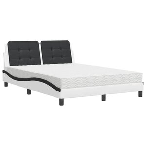 vidaXL Lit avec matelas blanc et noir 120x200 cm similicuir