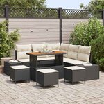 vidaXL Ensemble de canapé de jardin 9 Pièces Noir Poly rotin