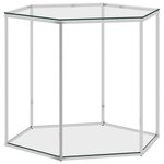 vidaXL Table basse Argenté 60x53x50 cm Acier inoxydable et verre