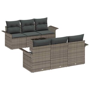 vidaXL Ensemble de canapé de jardin 7 Pièces Gris Poly rotin