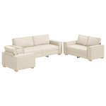 vidaXL Ensemble de Canapés 3 Pièces Beige Tissu en lin mélangé