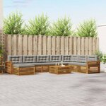 vidaXL Ensemble de canapés d'extérieur 9 Pièces Gris Naturel et Clair