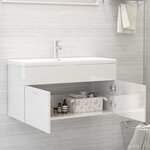 vidaXL Armoire d'évier avec lavabo intégré Blanc brillant