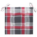 vidaXL Chaises de jardin lot de 2 avec coussins à carreaux rouge Teck