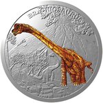 Pièce de monnaie en Argent 1 Dollar g 31.1 (1 oz) Millésime 2024 Prehistoric World BRACHIOSAURUS