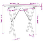 vidaXL Table à manger cadre en X 80x50x75 cm bois de pin massif acier