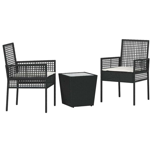 vidaXL Ensemble bistro de jardin 3 Pièces Noir Poly rotin