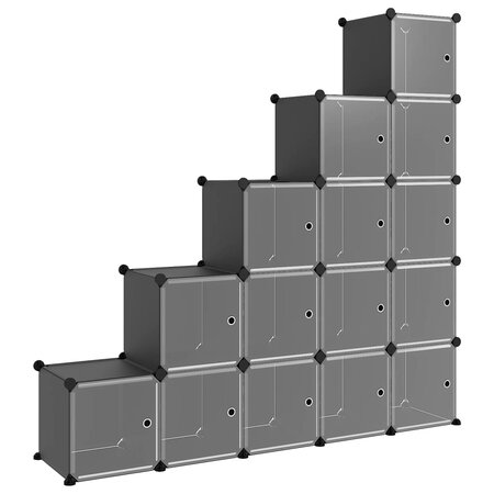 vidaXL Cubes de rangement 15 Pièces avec portes Noir PP