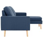 vidaXL Canapé à 3 places avec repose-pied Bleu Tissu