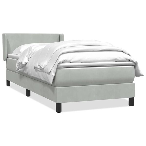 vidaXL Sommier à lattes de lit et matelas gris clair 100x210cm velours