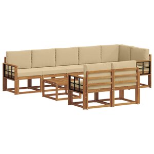 vidaXL Ensemble de canapés d'extérieur 9 Pièces Naturel et Beige